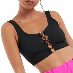 ASOS NWOT Crop Top Tank Top with O-Ring Front Details Going Out Top